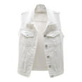 thumbnail image 1 of Baberdicy Puffer Vest Top Loose Solid Shirt Denim Jacket Sleeveless Denim Vest Women's Color Women's Denim Vest Top Sweater Vest White, 1 of 6