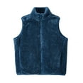 thumbnail image 1 of Baberdicy Puffer Vest Women's Large Autumn/Winter Casual Loose Sleeveless Standing Collar Warm Coral Velvet Vest Coat Sweater Vest Blue, 1 of 4