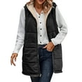 thumbnail image 1 of Baberdicy Puffer Vest Womens 2023 Fall Reversible Vests Sleeveless Womens Winter Coats Zip up Hoodie Pockets Long Warm Winter Coat Outerwear Sweater Vest Black, 1 of 9