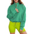 thumbnail image 1 of Baberdicy Quarter Zip Pullover Women, Women's Stand up Collar Half Zip Hem Drawstring Casual Fleece Hoodie Pullover Sweaters for Women Green, 1 of 6