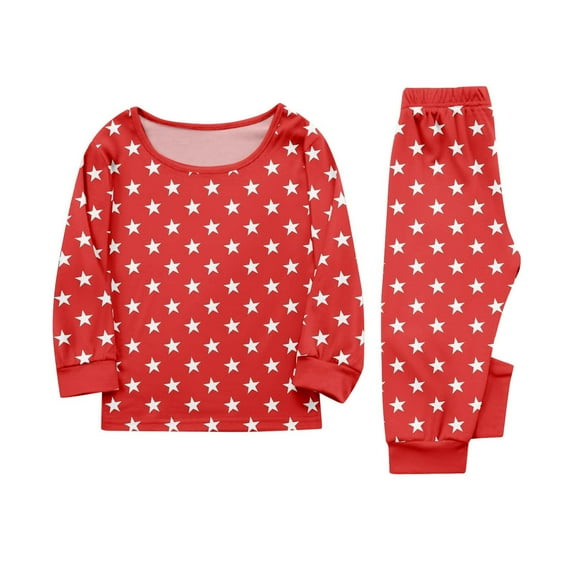 Baberdicy Red 4Th of July Outfits Family Matching Pajamas 2 Piece Sets Long Sleeve Top Pj Pants for Men Women & All Ages, 6T