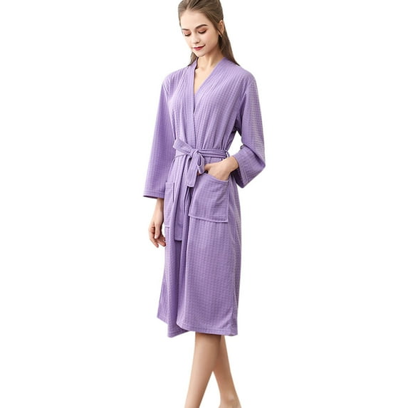 Baberdicy Robes for Women Unisex Breathable Solid Color Bathrobe Splicing Home Clothes Robe Coat Robe