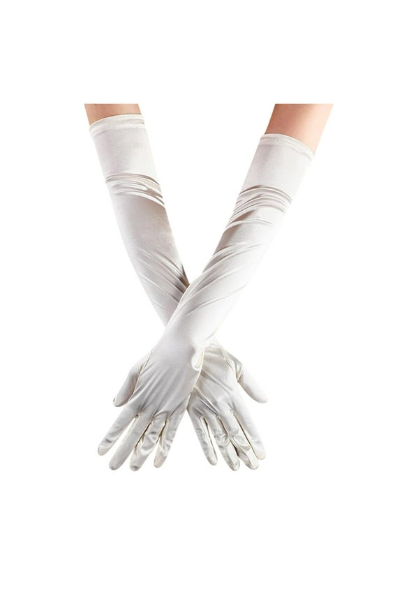 Satin Opera Gloves, Women's Gloves Satin Elbow-Length Gloves – 192 S Style for Bridal, Dance & Costume, Beige, One Size
