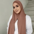 thumbnail image 1 of Baberdicy Muslim Head Scarf - Solid Color Cotton - Easy Wrap Design - Modest Fashion - Lightweight Comfort - Muslim Head Scarf Solid Color Long Scarf Wrap Scarves Brown,One Size, 1 of 4