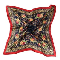 Baberdicy Scarf Big Deal Women Lady Floral Printed Square Scarf Head Wrap Shawl Navy Clearance!