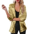 thumbnail image 1 of Baberdicy Sequin Tops for Women, Women Sequins Blazer Sequin Jacket Casual Long Sleeve Glitter Party Shiny Lapel Rave Outerwear Coat Sequin Blazer for Women Gold, 1 of 1
