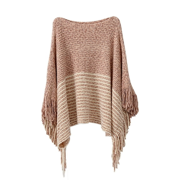 Baberdicy Shawls and Wraps Women off Shoulder Splice Poncho with Tassels Knitted Shawl Scarf Fringed Wraps Pashminas Sweater Pullover Cape Gifts for Women Sweater Tassel Hem Shawl Wrap Cloak