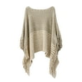thumbnail image 1 of Baberdicy Shawls and Wraps Women off Shoulder Splice Poncho with Tassels Knitted Shawl Scarf Fringed Wraps Pashminas Sweater Pullover Cape Gifts for Women Sweater Tassel Hem Shawl Wrap Cloak, 1 of 3