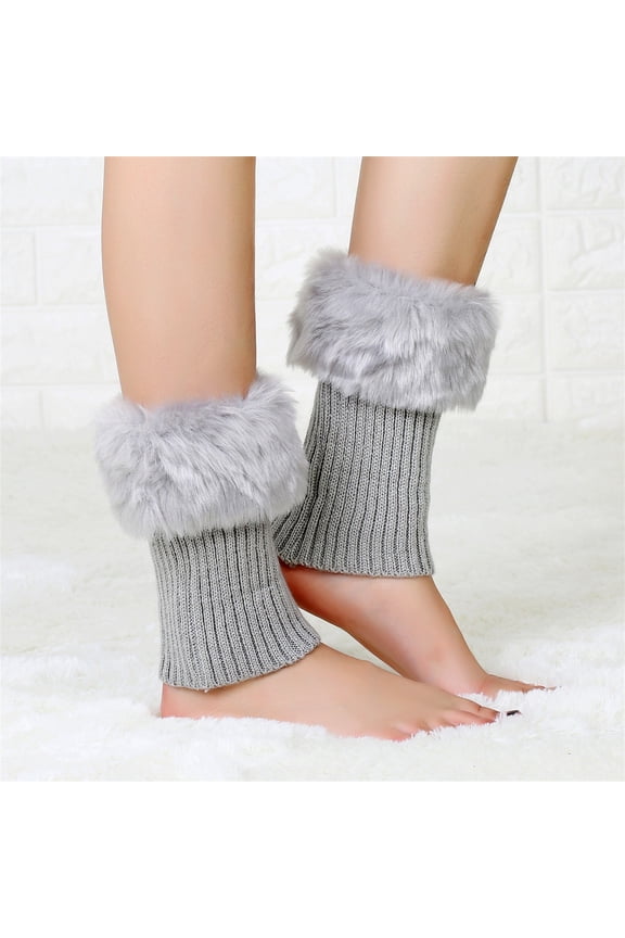 Short Faux Fur Boot Cuffs, Winter Sock Toppers for Ankle Boots, Cozy Leg Warmers, Ideal for Women Wearing with Boots in Fall/Winter, Adding Warmth And Style Grey