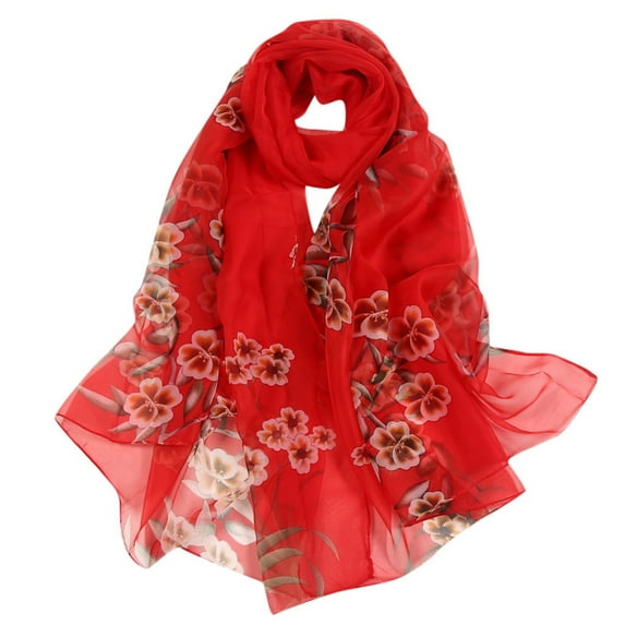 Baberdicy Silk Scarf Clearance!Scarf Polyester Lightweight Birthday Women Scarf Shawl Fashion Scarves Red