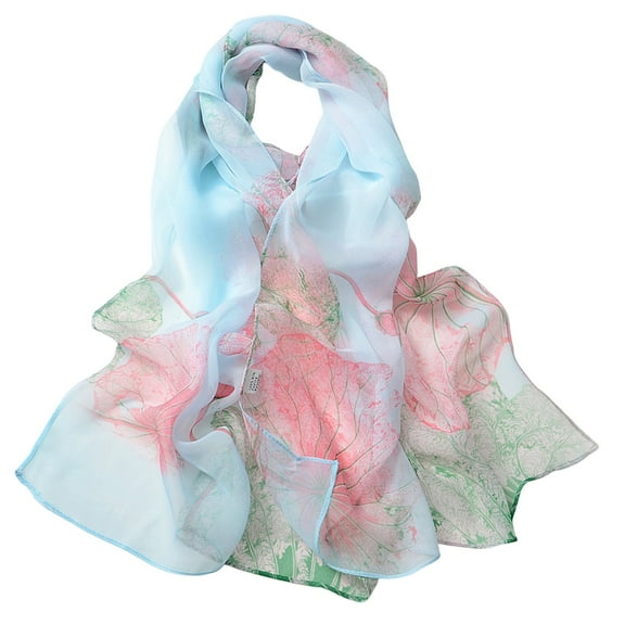 Clearance! Baberdicy Scarfs for Women Lightweight Print Floral Pattern Scarf Shawl Fashion Scarves Sunscreen Shawls and Wraps for Spring Light Blue