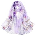 thumbnail image 1 of Baberdicy Silk Scarf Clearance！Scarfs for Women Lightweight Print Floral Pattern Scarf Shawl Fashion Scarves Shawls And Wraps for Spring Scarf Shawl Fashion Scarves Purple, 1 of 4