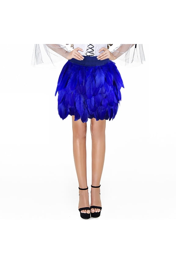Skirts for Women, Women's European And American Stage Performance Clothing Feather Half Body Skirt Short Skirt Sequin Skirt for Women Blue Mardi Gras