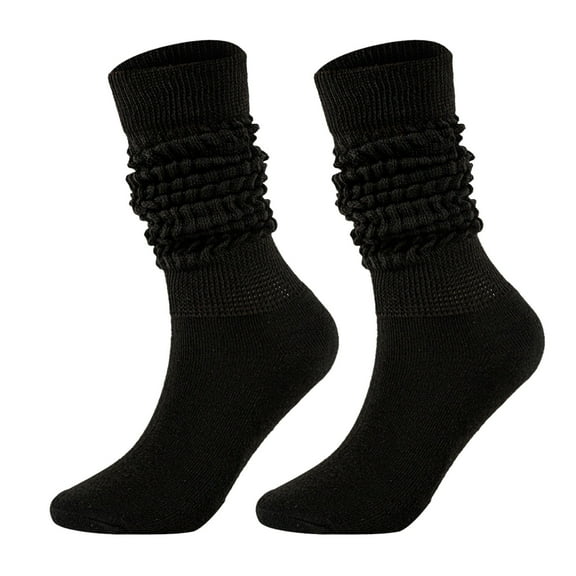 Baberdicy Slouch Socks - Unisex Bubble Knit Crew Socks, Retro High-Calf Pair Pack, Black One Size