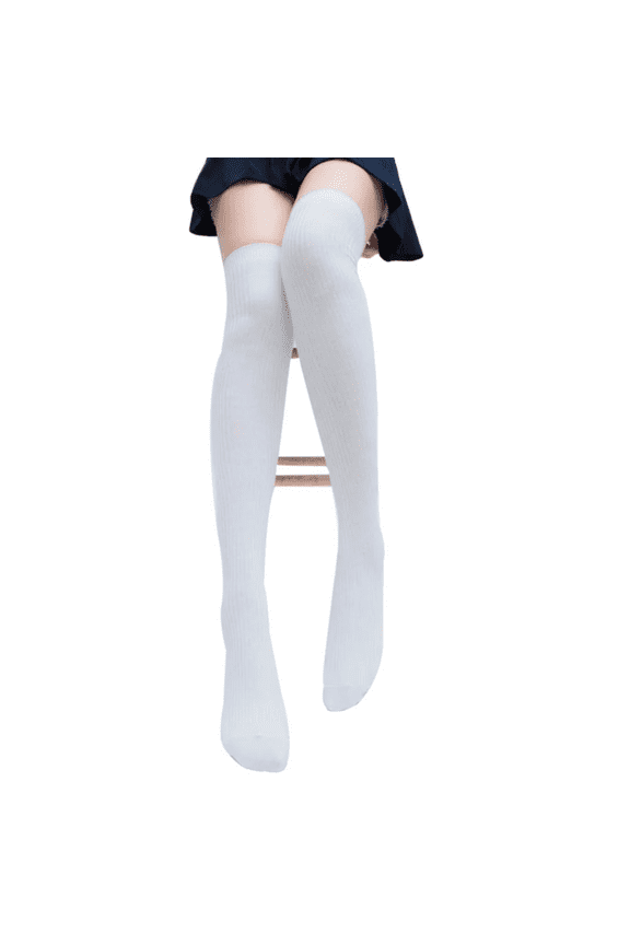 Slouch Socks Women, Women's Knit Crochet Soft Cotton Long Boot Socks, Warm Leg Warmer Thigh High Stockings, Chunky Stackable Socks for Winter Fashion And Casual Wear White