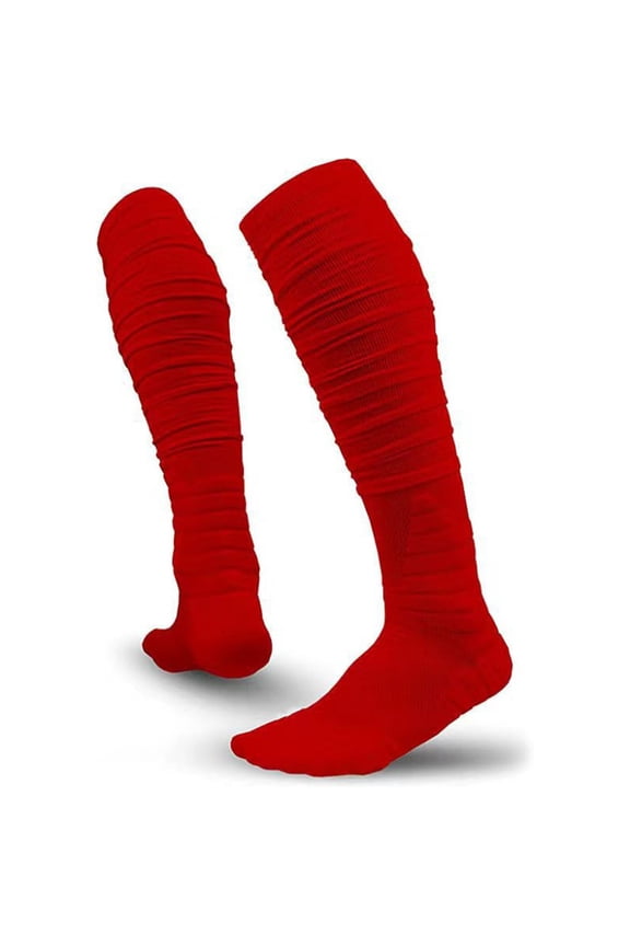 Soccer Socks Over Knee, Long Football Socks with Ankle Support, Combed Cotton Padded Knee High Socks for Soccer, Baseball, Hockey Sports, Youth And Adult Tube Sock Classic Red