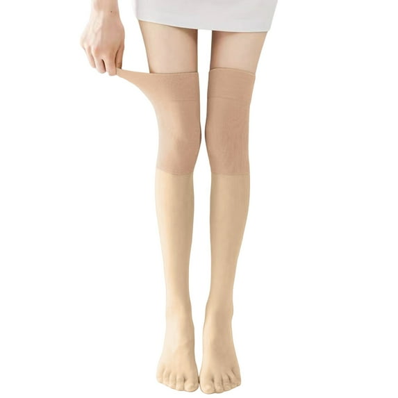 Baberdicy Socks 2 Pairs Women Fashion Soft Solid Splice Socks Knee High Stockings Summer Socks Silk Stockings Thigh High Socks Khaki