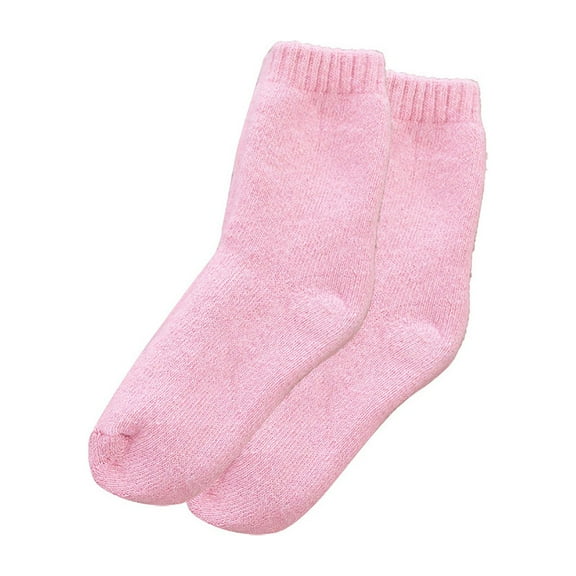 Baberdicy Socks Autumn and Winter Heavy Wool Socks Solid Color Medium Tube Socks Thick Warm Hoop Socks Stockings and Fluffy Towel Socks Mens Socks Pink