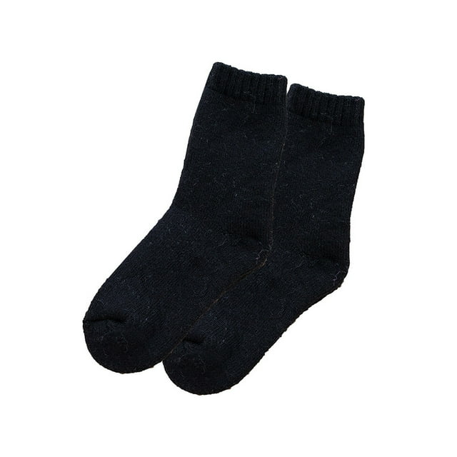 Baberdicy Socks Autumn and Winter Heavy Wool Socks Solid Color Medium Tube Socks Thick Warm Hoop