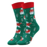 Baberdicy Socks Christmas Socks for Men Women Fun Cute Socks with Santas Reindeer Snowman Candy Pattern Xmas Novelty Socks Thigh High Socks Army Green