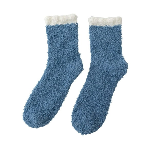 Baberdicy Socks Fuzzy Socks for Women with Grips Plush Fuzzy Socks Sleep Cozy Socks Sleep Socks Winter Soft Fluffy Sock Mens Socks Blue