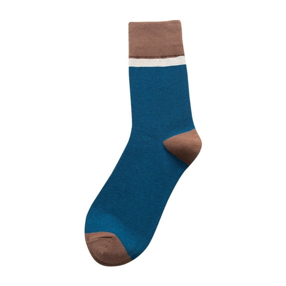 Baberdicy Socks Men's Autumn and Winter Versatile Patchwork Retro Trend Sweat Absorbing Breathable Cotton Socks Business Socks Thigh High Socks Blue
