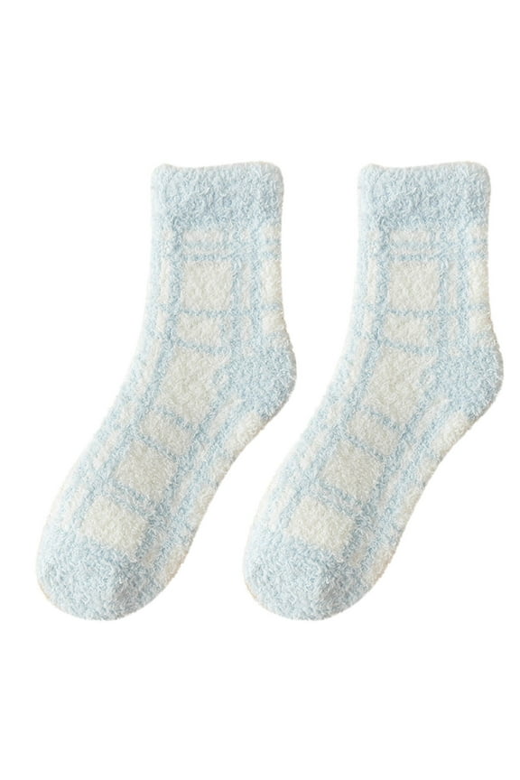 Socks Women Plaid Plush Winter Sleeping Socks House Socks Bed Socks Hut Socks Socks for Women