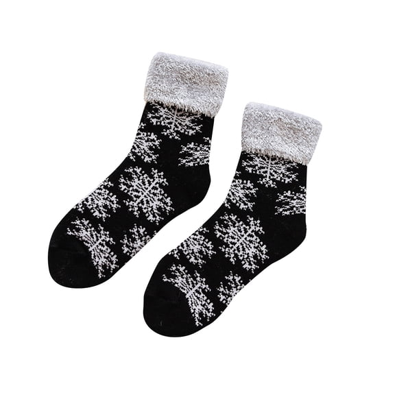 Baberdicy Socks Women Winter Thickened Plush Fleece Socks Nonslip Floor Socks Socking Socks for Women Black