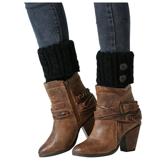 Baberdicy Socks Women Winter Warm Knit Leg Warmers Crochet Leggings Slouch Boot Socks Socks for Women Black