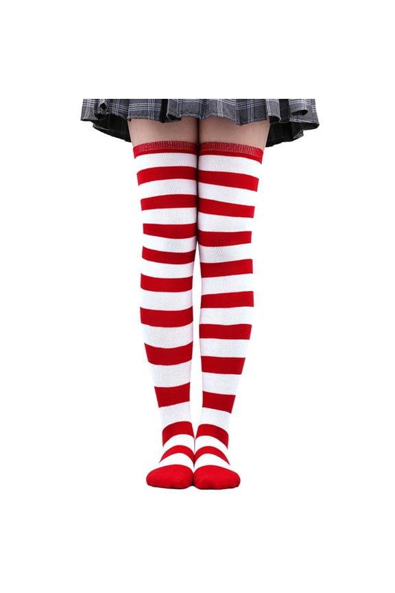 Socks Womens Over Knee High Socks Women Thigh Wide Striped Stockings for Cosplay Leg Warmer Thigh High Socks White