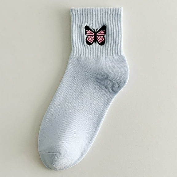 Baberdicy Socks for Women Bulk Big Deal Ladies Socks Pure Cotton Socks Fashion Butterfly Embroidered Stockings Sports Socks Clearance!