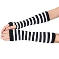 thumbnail image 1 of Baberdicy Striped Fingerless Gloves, Long Cotton Gloves Fingerless Striped Gloves – Long Arm Warmers for Winter, Gloves One Size, 1 of 4