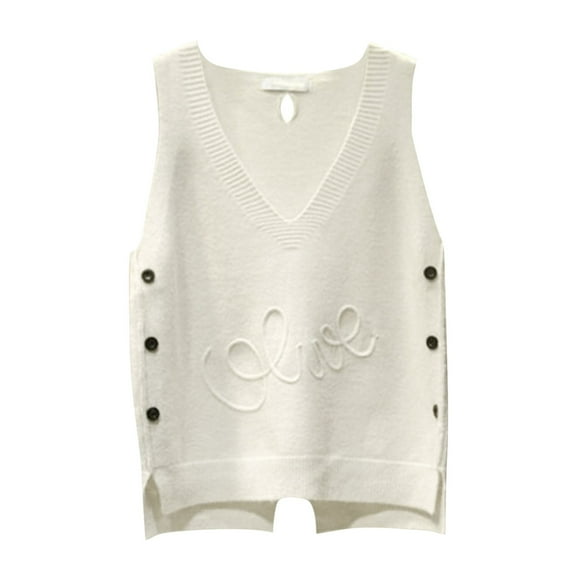 Baberdicy Sweater Vest Women's Solid Color Pullover V Neck Sweater Undershirt Lightweight Vest A