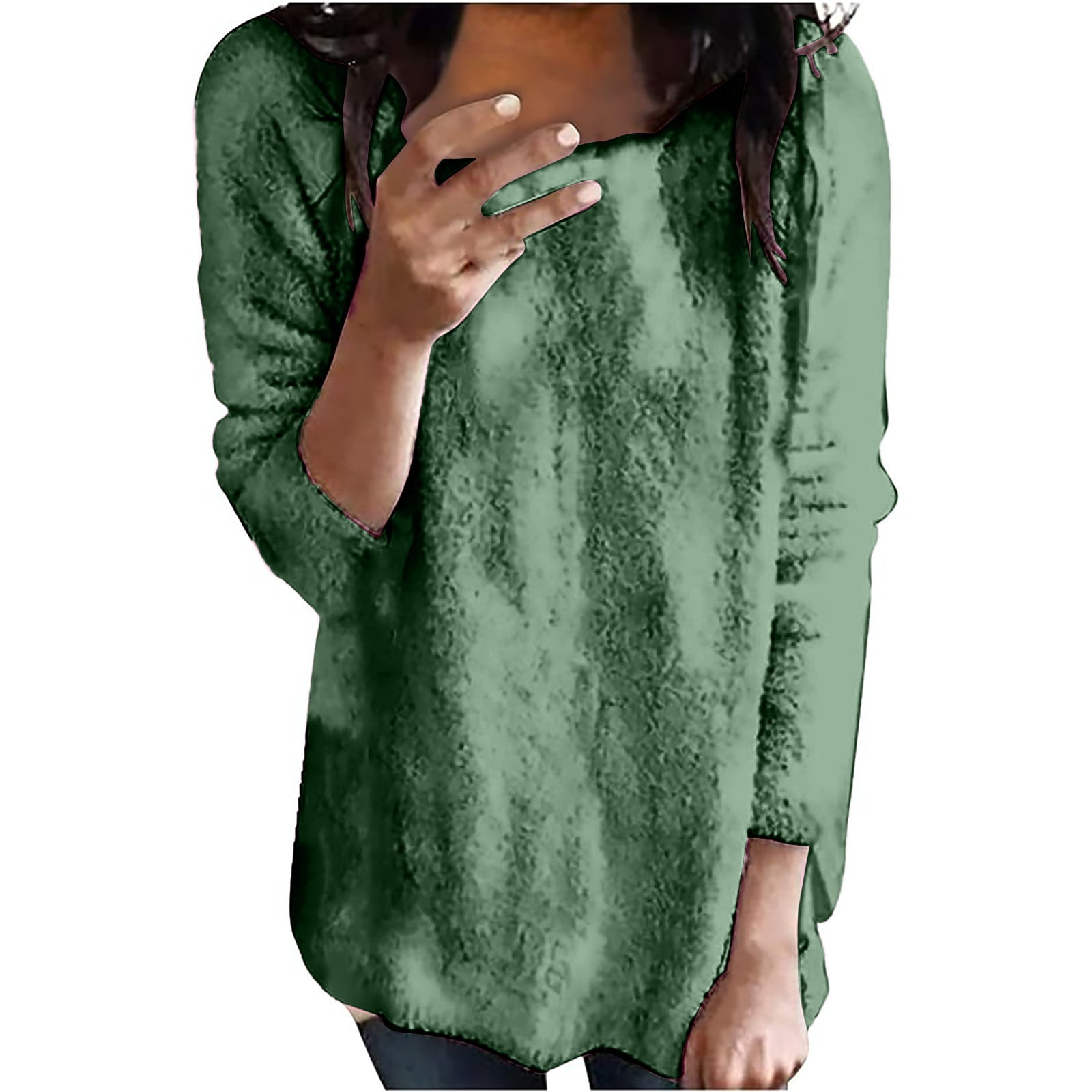 Baberdicy Sweaters for Women Crew Neck Plush Top Long Sleeve Thin Fashion Ladies Pullover Sweater Womens Sweaters Brown Walmart