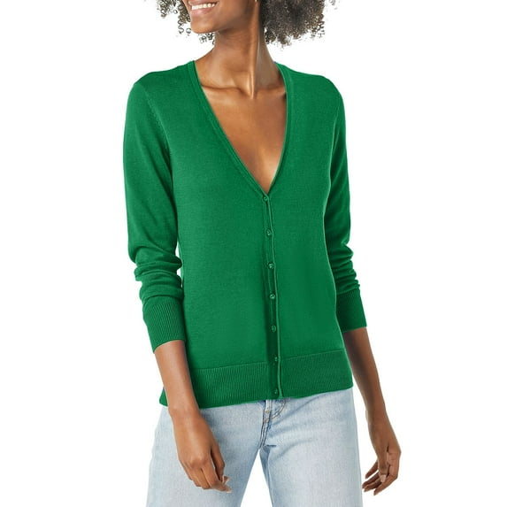Baberdicy Sweaters for Women Ladies' Solid Tone Buttoned Mercerized Cotton Loose Sweater with Cardigan Jacket Womens Sweaters Green