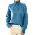 thumbnail image 1 of Baberdicy Sweaters for Women, Women Turtleneck Sweater Women Cowl Neck Sweater for Women Womens Sweaters Sky Blue, 1 of 4