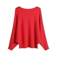 thumbnail image 1 of Baberdicy Sweaters for Women, Women's Knitwear a Collar Batwing Sweater Pullover Loose Threaded Tops Womens Sweaters Red, 1 of 8