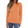 thumbnail image 1 of Baberdicy Sweaters for Women Womens 2023 Cute Elegant Soft Crewneck Long Sleeve Hollow Cable Knit Pullover Sweaters Womens Sweaters Pink, 1 of 5
