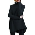 thumbnail image 1 of Baberdicy Sweaters for Women Womens Turtleneck Long Batwing Sleeve Asymmetric Hem Casual Pullover Sweater Knit Tops Womens Sweaters Black, 1 of 5