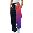 thumbnail image 1 of Baberdicy Sweatpants Women Fashion Women's Loose Breathable Color Blocking Gradient Casual Pants Side Pockets Leg Opening Drawstring Seasonal Casual Pants Sweatpants B-Black, 1 of 4