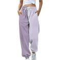 thumbnail image 1 of Baberdicy Sweatpants Women Fashion Women's Loose Breathable Color Blocking Gradient Casual Pants Side Pockets Leg Opening Drawstring Seasonal Casual Pants Sweatpants D-Purple, 1 of 4
