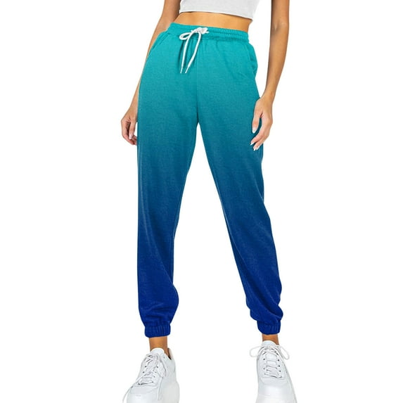 Baberdicy Sweatpants Women Pocket Trouser Sweatpants Printed Comfy High Waisted Workout Athletic Casual Joggers Pants Sweatpants Women Blue