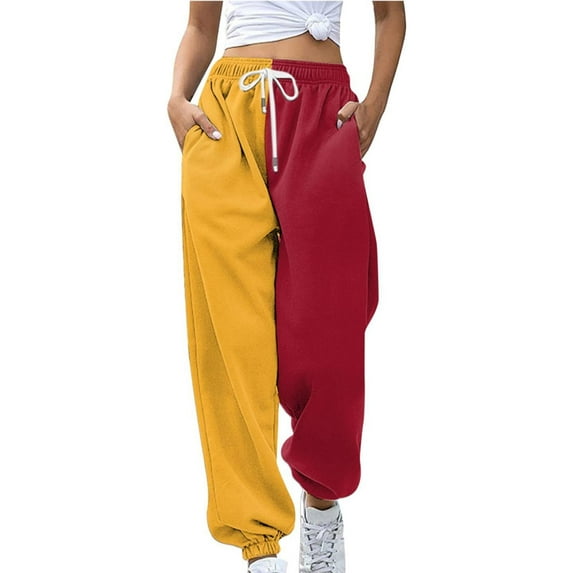 Baberdicy Sweatpants Women Womens Drawstring Waist Slant Pocket Sweatpants Girl Casual Pants, C-Watermelon Red