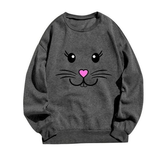 Baberdicy Sweatshirt for Women Easter Womens Casual Long Sleeve Crew Neck Rabbit Printed Pullover Hoodless Sweatshirts Fit Blouse Pullover Sweaters for Women
