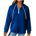 thumbnail image 1 of Baberdicy Sweatshirt for Women Half Zip Sweatshirts Cropped Hoodies Fleece Womens Quarter Zip up Pullover Sweaters Fall Outfits 2023 Winter Clothes Features: Dark Blue 4Xl, 1 of 6