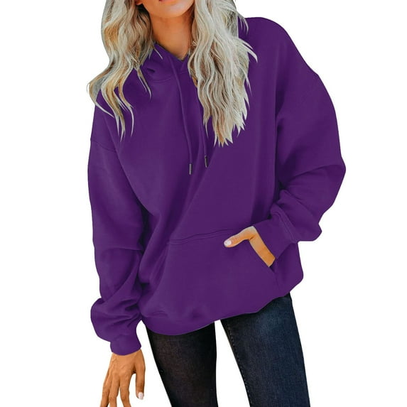 Baberdicy Sweatshirt for Women Women's Casual Pocket Hoodie Long Sleeve Fashion Rope Pullover Hoodie Top Men's Fashion Hoodies & Sweatshirts Purple 3Xl