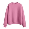 thumbnail image 1 of Baberdicy Sweatshirt for Women, Women's Solid Color Round Neck Oversized Sweatshirt Loose Fit Long Sleeve Light Sweatshirt Loose Blouse Pullover Sweaters for Women Pink, 1 of 3