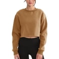 thumbnail image 1 of Baberdicy Sweatshirt for Women, Women Cropped Sweatshirt Long Sleeves Pullover Fleece Crop Tops Pullover Sweaters for Women Brown, 1 of 7