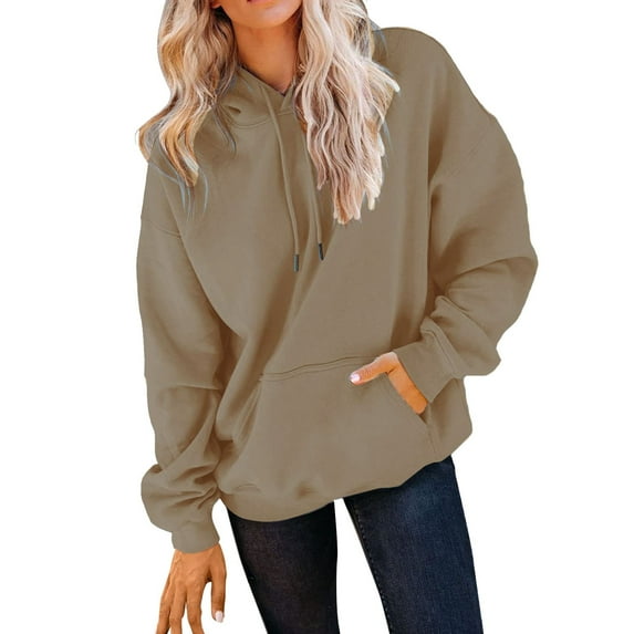 Baberdicy Sweatshirt for Women Women's Casual Pocket Hoodie Long Sleeve Fashion Rope Pullover Hoodie Top Men's Fashion Hoodies & Sweatshirts Khaki L