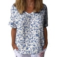 thumbnail image 1 of Baberdicy T-Shirts Womens with Sayings Under 20$, Women's Short Sleeve V Neck Short Sleeve Plant Flower Print European And American Large Size T Shirt, 1 of 4